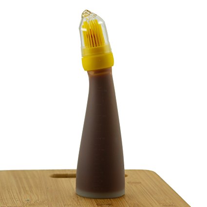 All-in-One Silicone BBQ Sauce & Marinade Squeeze Bottle with Attached Basting Brush