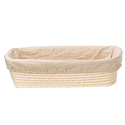 KOOTIPS 9 inch Oval Shaped Banneton Brotform Bread Dough Proofing Rising Rattan Basket & Liner Combo