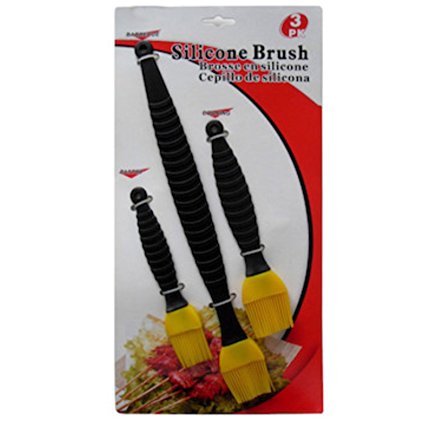 Set of 3 Silicone Brush Set - Designed for Pastry, Barbeque or Cooking