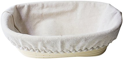 Eugosa 9 Inch Oval Banneton Proofing Bread Basket, Cotton Liner, Instruction Card