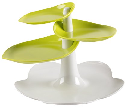 Zak Designs 3-Tier Leaf Dessert Stand, Small, White and Kiwi