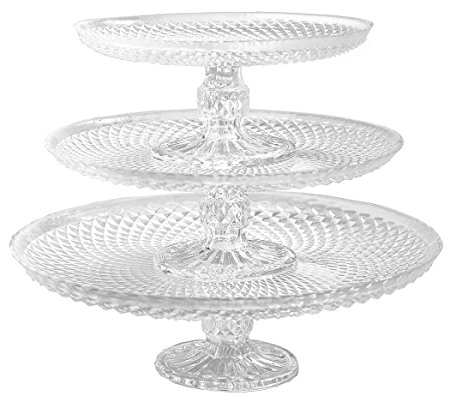 Palais Glassware Elegent 3 in 1 Cupcake or Cake Stand - Mix and Match Use As a One Tier, Two Tier or Three Tier or As 3 Separate Cake Stands - 10