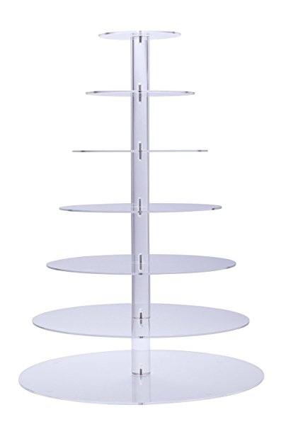 BonNoces Acrylic 7-Tier Round Stacked Party Cupcake Stand -Tiered cake Stand/Cupcake Tower -Tea Party Serving Platter for Wedding Party