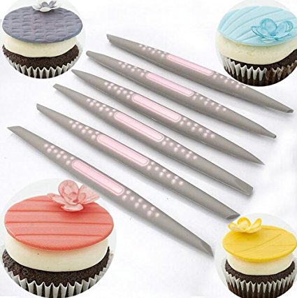 Plastic Fondant Modeling Tools With Soft Head Sugar Shapers Sculpture Texturing DIY Tool for Biscuit Gum Paste Chocolate Cake Decoration, 6 Pcs