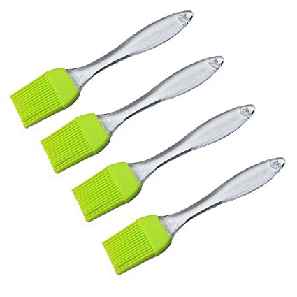 Miraclekoo Silicone Basting Pastry & Bbq Brushes with Clear Grip for Home Cook and Sports Fan, Set of 4, Green