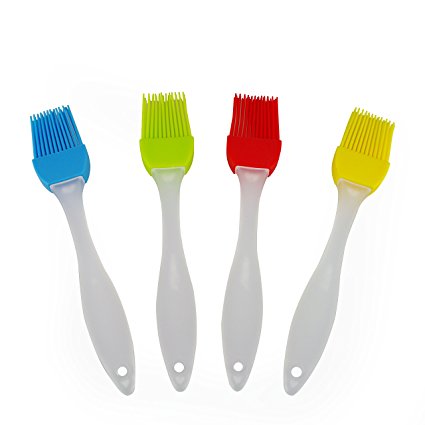 Mirenlife 4-pack Silicone Basting Brush, Pastry Brush, Grill BBQ Brush, Multi-use Brush, 4 Colors(Red, Yellow, Blue and Green)