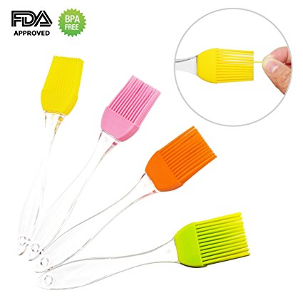 Silicone Basting Pastry Brushes, 6.9 Inch (Set of 4, Colorful), Heat Resistant, Dishwasher Safe, Perfect for BBQ, Grilling, Baking, Marinating Meat