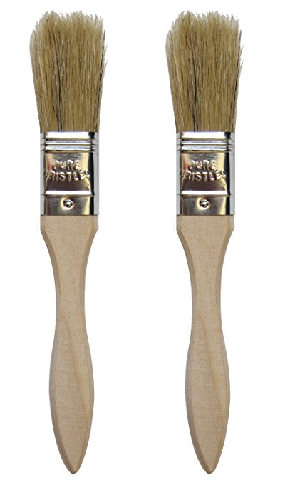 Set of 2 Natural Bristle Pastry Brushes, Wood Handle, 7.5