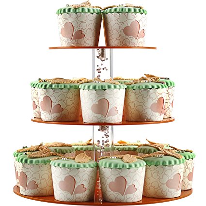 DYCacrlic 3 Tier Round Cake and Cupcake Stand Holder Display Tree For Wedding Birthday Parties(Acrylic,Small Amazing Air Bubble Inside,2018 New Style)