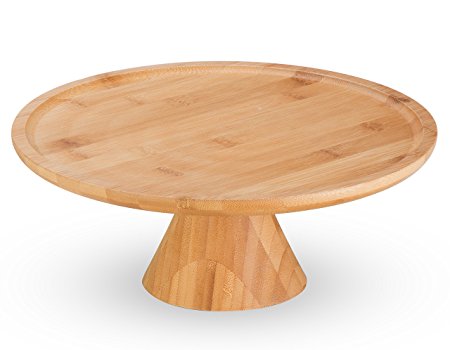 Natural Bamboo Cake Stand by MosesMo: Dessert Pastry Pedestal|Round Centerpiece Plate Tray – Unique Serving Dish |Ideal For Wedding Decoration, Birthday Parties, Celebrations |Perfect Gift