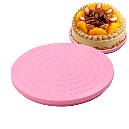 Adealink DIY Plastic Cake Stand Decor Turntable Manually Rotating Round Shaped Cake Mounting Pattern Tool