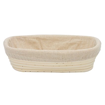 Boseen Oval Shaped Banneton Bread Dough Proofing Rising Rattan Basket & Liner Combo (8.5 inches)