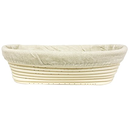 Lanling Oval Shaped Banneton Bread Dough Proofing Rising Rattan Basket & Liner Combo (14.8