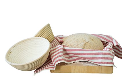 Chef Cicero - Banneton Proofing Basket - Large (9 Inch) & Round Rising Rattan Liner Brotform - Perfect For Artisan Bread Dough - Handmade Wood Bowl