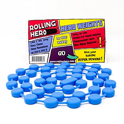 ROLLING HERO Silicone Pie Weights - Chain of Baking Beads or Beans for Blind Baking Pastry Shells or Pie Crusts (1, Blue)