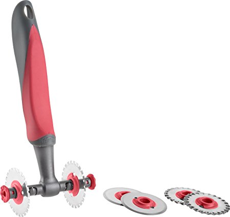 Trudeau 9912070 Adjustable Pastry Wheel, Grey/Coral