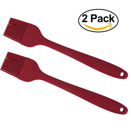 Nightzoo Basting Brush BBQ Grill Brush Good Grips Flexible Heatproof Pastry Oil Brush,Food Grade for Grilling & Marinating - Desserts Baking,Set of 2,Red