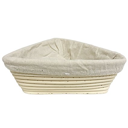 Agile-Shop 6.3 inch European Style Triangle Shaped Banneton Brotform Bread Dough Proofing Rising Rattan Basket with Linen Liner Cloth